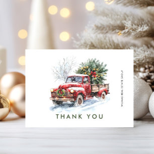 Tarjeta De Agradecimiento Camión Retrojo de Granja Rojo Navidad Corporativo