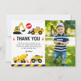 Tarjeta De Agradecimiento Camiones de construcción foto de cumpleaños para n