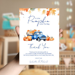 Tarjeta De Agradecimiento Camioneta Azul Calabacita Pequeña en Camino Baby S
