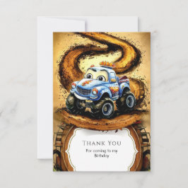 Tarjeta De Agradecimiento Camioneta Monstruo Cumpleaños Fantasía