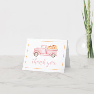Tarjeta De Agradecimiento Camioneta pastel rosa calabacita