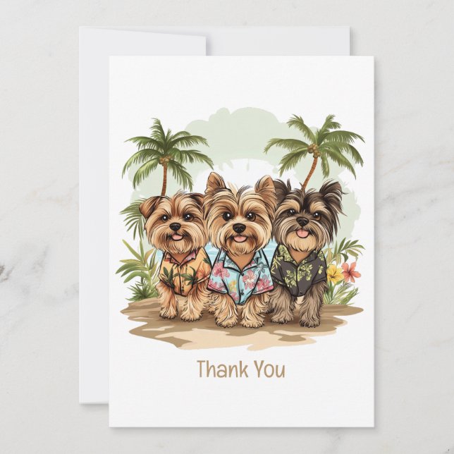 Tarjeta De Agradecimiento Camisetas Hawaianas para Perros Yorkshire Terrier  (Anverso)