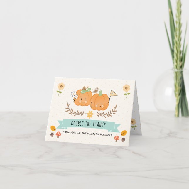 Tarjeta De Agradecimiento Camisones de calabaza para niños y Chicas Gracias  (Anverso)