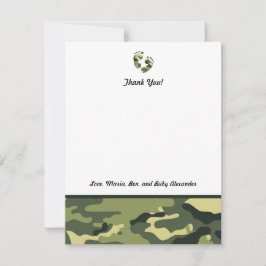 Tarjeta De Agradecimiento Camo verde Baby Shower le agradece observa pies