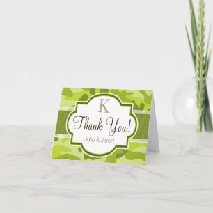Tarjeta De Agradecimiento Camo verde, boda de camuflaje