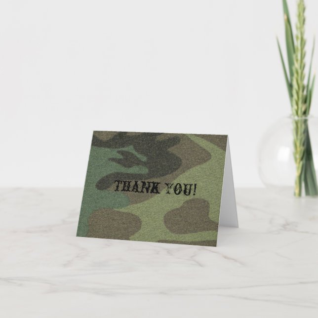 Tarjeta De Agradecimiento Camo verde - "gracias" cardar (Anverso)