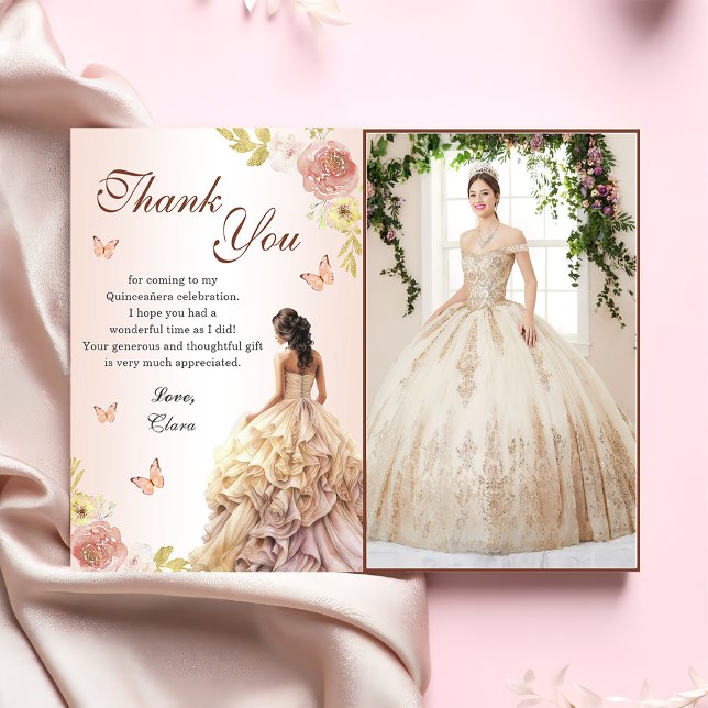 Tarjeta De Agradecimiento Campaña Princesa Vestido Quinceañera Cumpleaños (Subido por el creador)