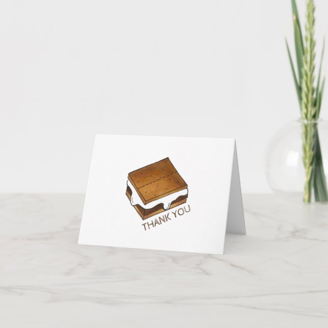 Tarjeta De Agradecimiento Campfire S'mores Marshmallow Smores Fiesta de cump (Anverso)