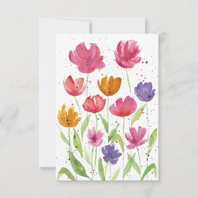 Tarjeta De Agradecimiento Campo de flores silvestres Notecard (Anverso)