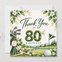 Campo de Golf Acuarela Verde Cumpleaños 80 de Golf