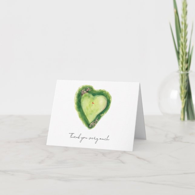 Tarjeta De Agradecimiento Campo de golf en forma de corazón  (Anverso)