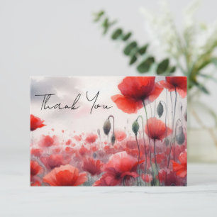 Tarjeta De Agradecimiento Campo Encantador de Amapolas
