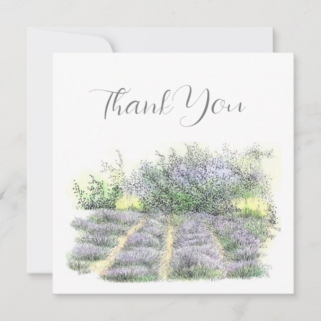 Tarjeta De Agradecimiento Campo Lavender (Anverso)