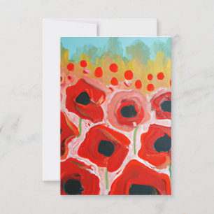Tarjeta De Agradecimiento Campos de Amapolas
