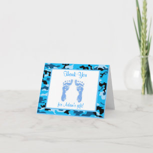 Tarjeta De Agradecimiento Camuflaje azul Baby Shower Gracias Cartas