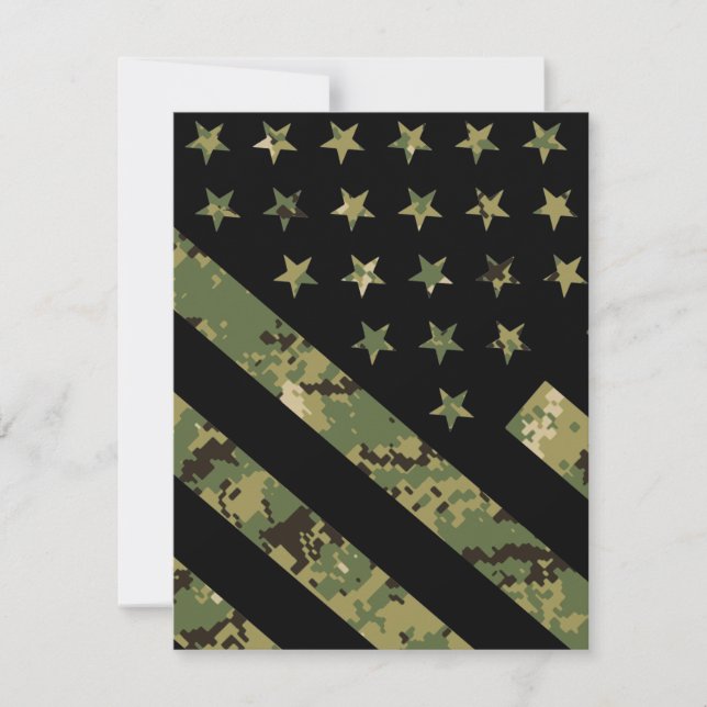 Tarjeta De Agradecimiento Camuflaje digital militar Bandera estadounidense (Anverso)