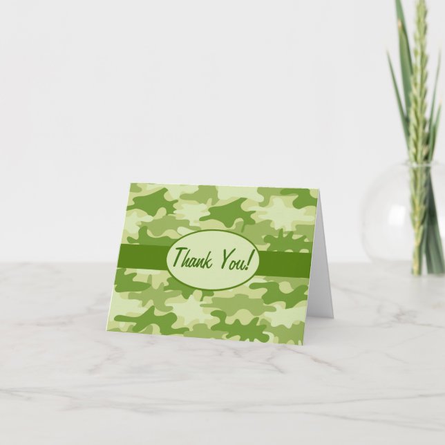 Tarjeta De Agradecimiento Camuflaje Olive Green Camo Gracias Personalizado (Anverso)