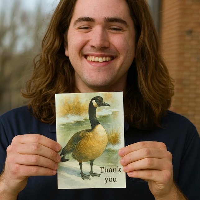Tarjeta De Agradecimiento Canadian Goose Wildlife  (Watercolor-like Goose Thank you card with inside message for him )