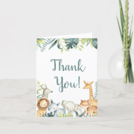 Tarjeta De Agradecimiento Canales de la selva safari elefante girafa acuarel