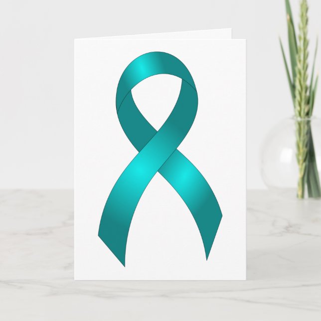 Tarjeta De Agradecimiento Cáncer de ovario| Cáncer cervical - Cinta Verde az (Anverso)