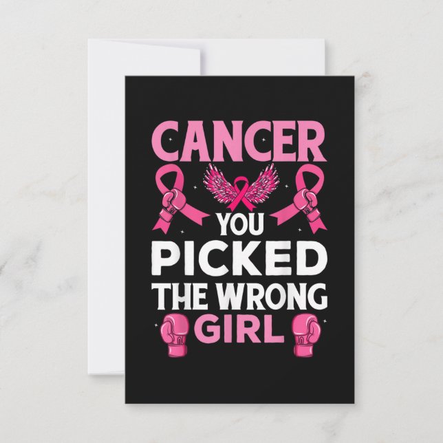 Tarjeta De Agradecimiento Cancer You Picked The Wrong Girl Boxing Gloves Awa (Anverso)