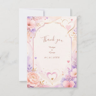 Tarjeta De Agradecimiento Canción de Amor de Bodas Romance Pastel Peonía