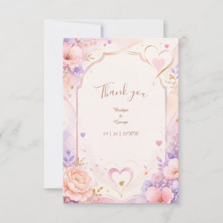Tarjeta De Agradecimiento Canción de Amor de Bodas Romance Pastel Peonía