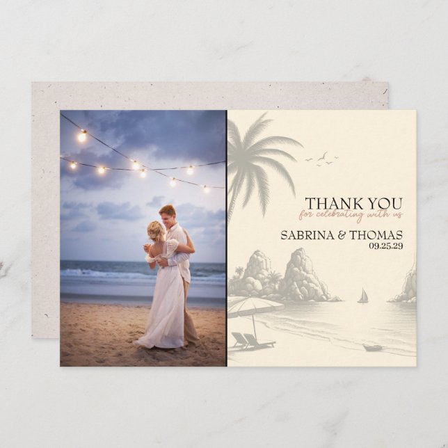 Tarjeta De Agradecimiento Cancun Boda Photo You (Anverso / Reverso)