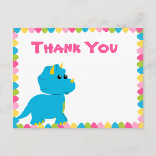 Tarjeta De Agradecimiento Candy Colors Dino