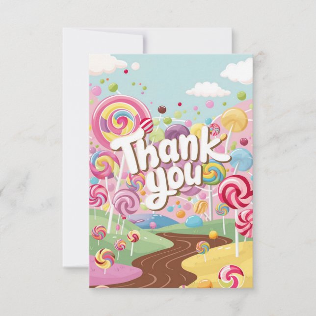 Tarjeta De Agradecimiento Candyland colorido y elegante (Anverso)