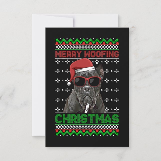 Tarjeta De Agradecimiento Cane Corso Dog Funny Merry Woofing Navidades (Anverso)