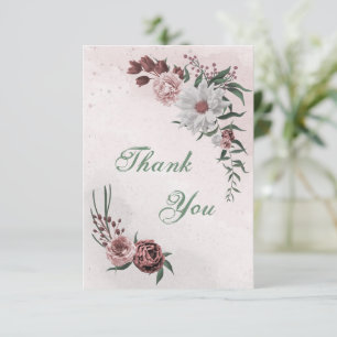 Tarjeta De Agradecimiento canela rosa rosa floral blanca