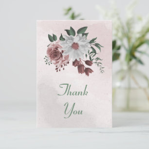 Tarjeta De Agradecimiento canela rosa rosa floral blanca