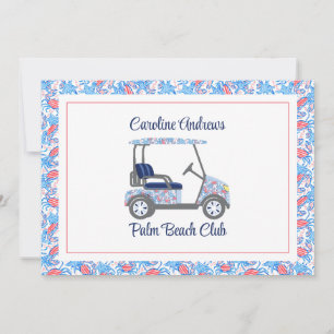 Tarjeta De Agradecimiento Cangrejos Elegantes Carrito de Golf de Palm Beach