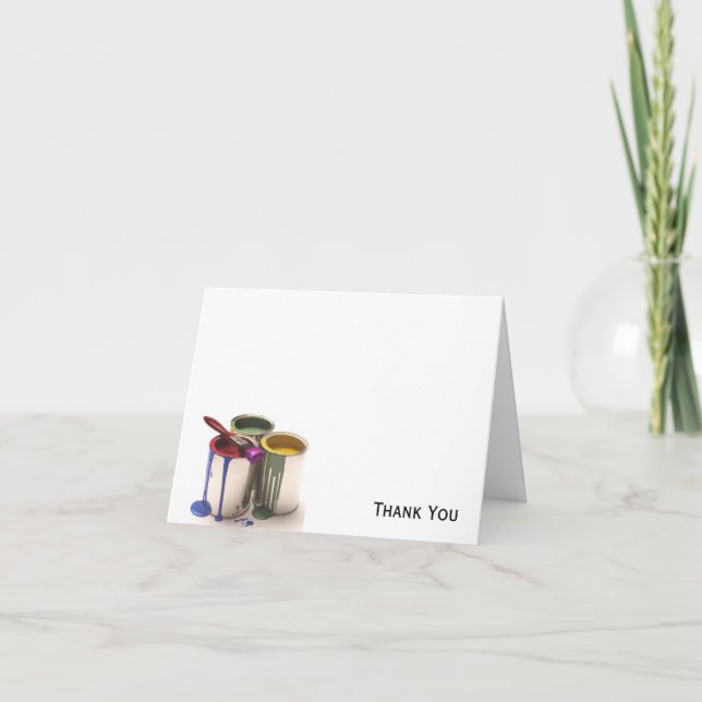 Tarjeta De Agradecimiento Cans de pintura en amarillo verde rojo (Anverso)