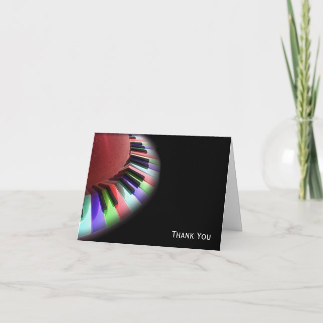 Tarjeta De Agradecimiento Caos del teclado brillante en negro (Anverso)