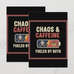Tarjeta De Agradecimiento Caos y Cafeína Divertido Retro Crianza Mamá Papá C