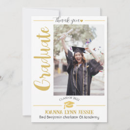 Tarjeta De Agradecimiento Capa de oro de graduación simple elegante Gracias 