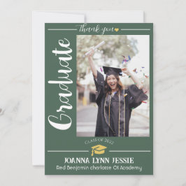 Tarjeta De Agradecimiento Capa de oro de graduación simple elegante Gracias 