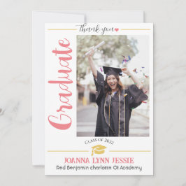 Tarjeta De Agradecimiento Capa de oro de graduación simple elegante Gracias 