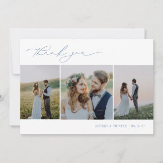 Tarjeta De Agradecimiento CAPE COD Minimalista 3 Fotos Boda