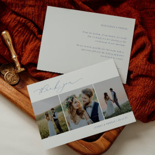 Tarjeta De Agradecimiento CAPE COD Minimalista 3 Fotos de Boda