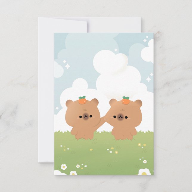 Tarjeta De Agradecimiento Capibara romántico (Anverso)