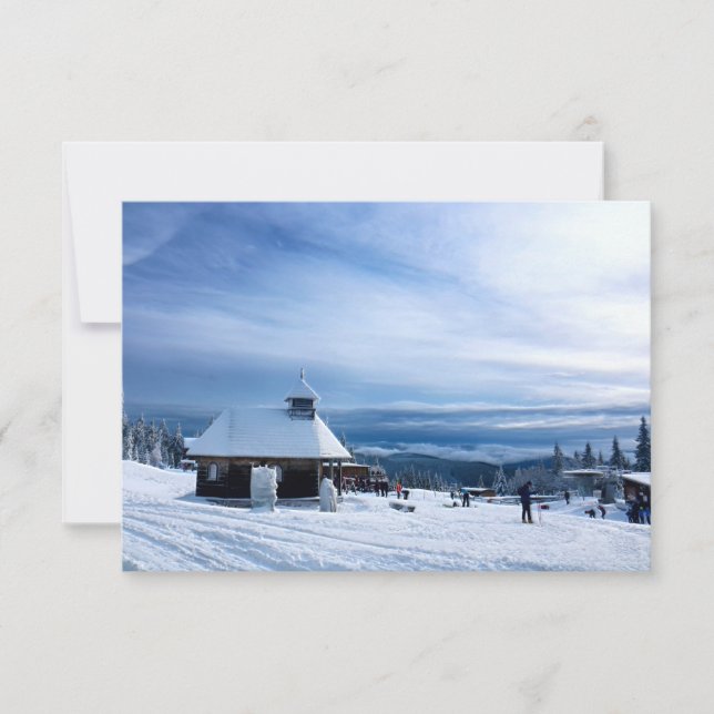 Tarjeta De Agradecimiento Capilla en la montaña de nieve de los Alpes (Anverso)