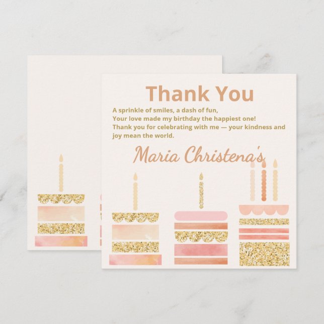 Tarjeta De Agradecimiento Caprichos y Deseos Cumpleaños (Anverso / Reverso)