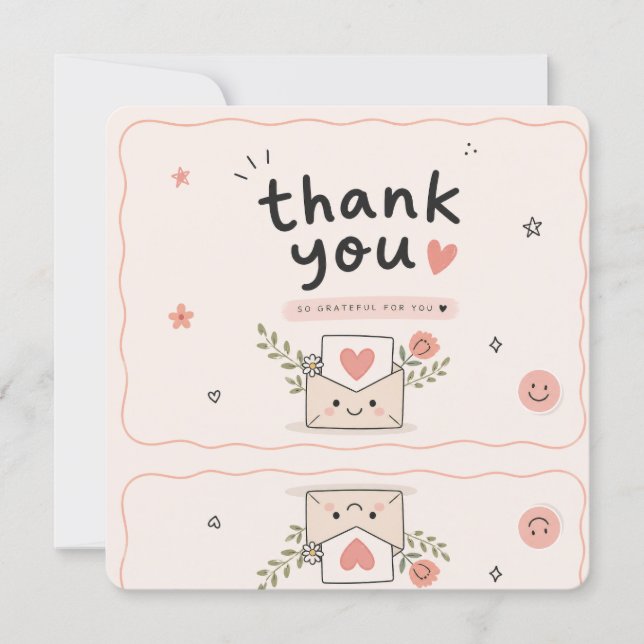 Tarjeta de agradecimiento caprichosa y linda (Anverso)