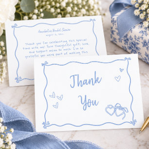 Tarjeta De Agradecimiento Caprichoso Algo Azul Regalo de Boda Dibujado a Man