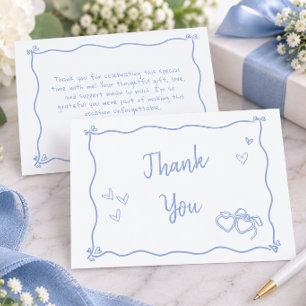Tarjeta De Agradecimiento Caprichoso Algo Azul Regalo de Boda Dibujado a Man