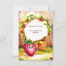 Tarjeta De Agradecimiento Caprichoso Boho Fruta Fresa Cumpleaños