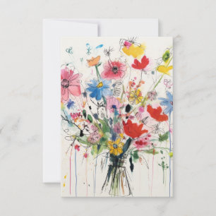 Tarjeta De Agradecimiento Caprichoso floral, florido